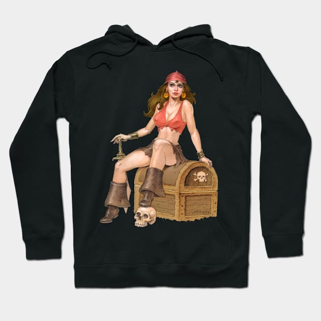 Pirate Girl Color Version Hoodie by Paul_Abrams